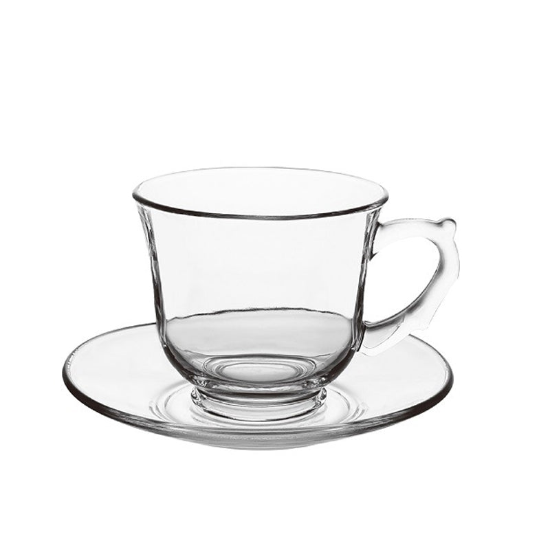 240ml Glass Cup and Saucer Set