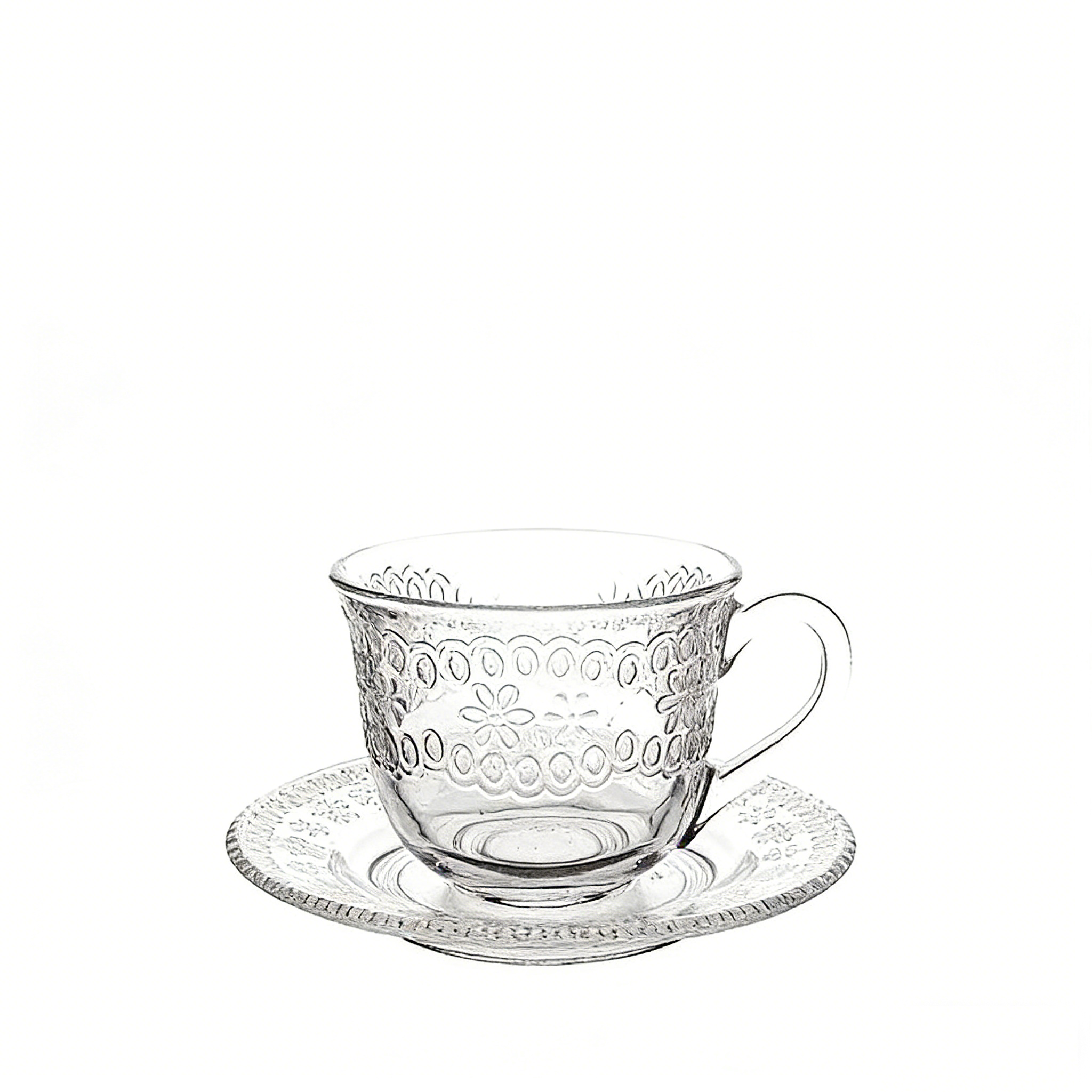 200ml Glass Cup and Saucer Set